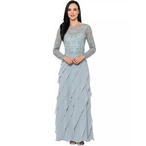 XSCAPE Women's Boat-Neck Long-Sleeve Sequin Dress Sage Green Size 6 NWT